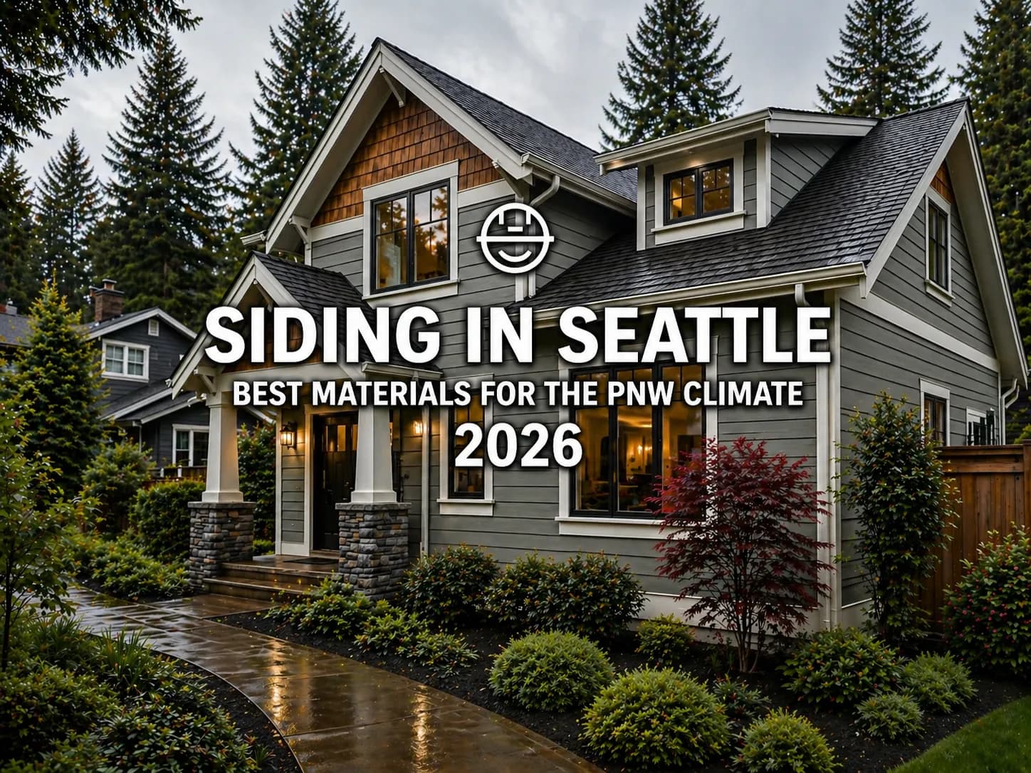 Seattle home with modern siding in a rainy Pacific Northwest setting, illustrating 2026 material options.