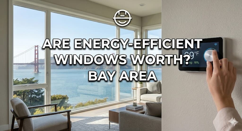 A modern San Francisco living room with large windows overlooking the Golden Gate Bridge and bay.