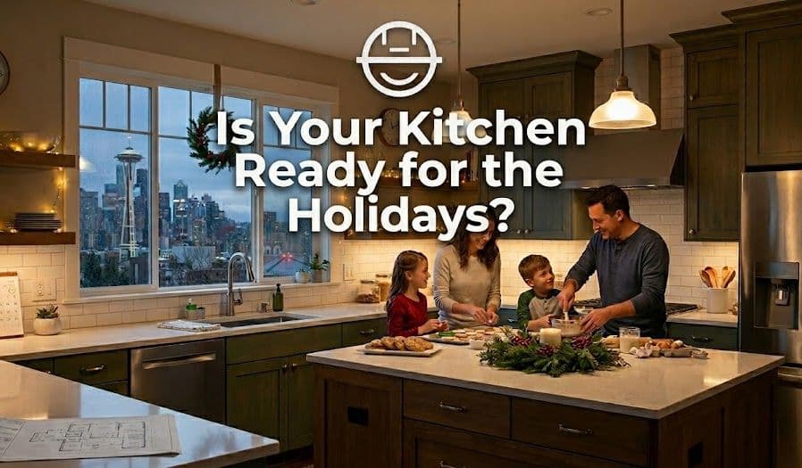 Family baking in a renovated Seattle kitchen