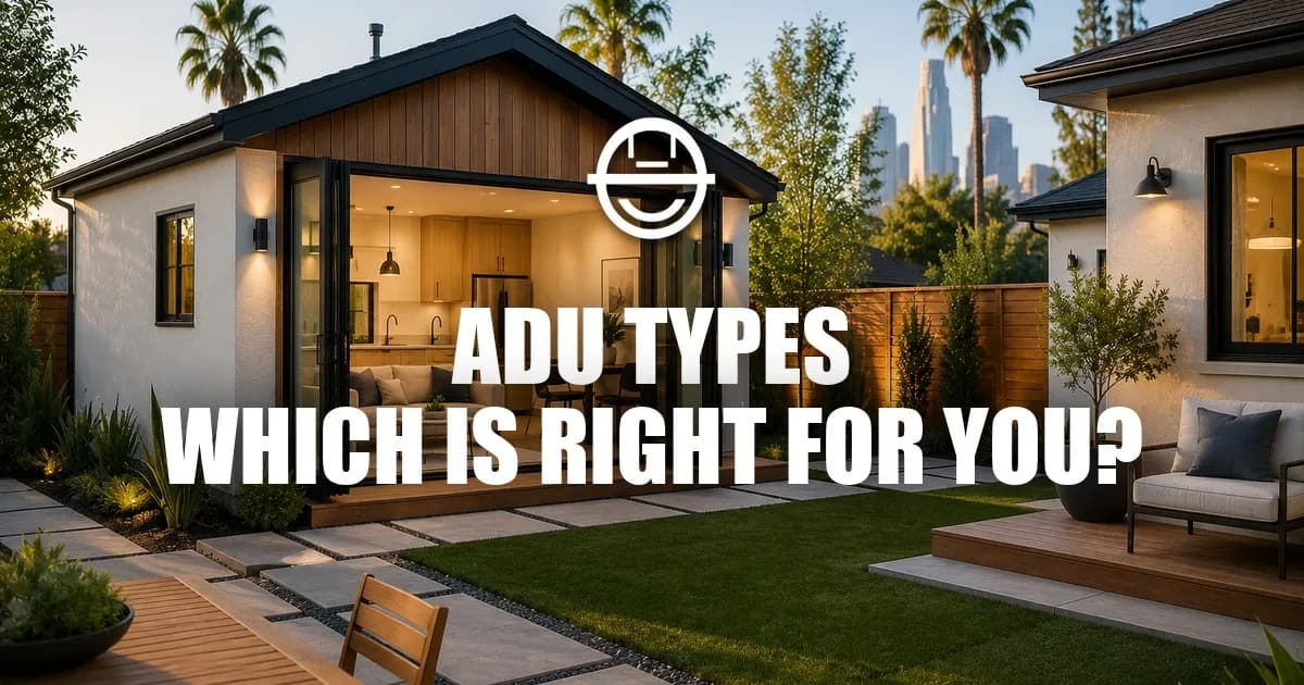 Modern backyard ADU in Los Angeles with contemporary design and indoor-outdoor living space at sunset.
