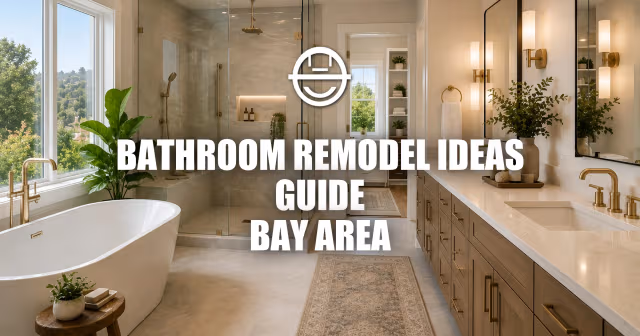Luxury Bay Area master bathroom remodel with freestanding tub, walk-in shower, double vanity, and modern spa-inspired design.